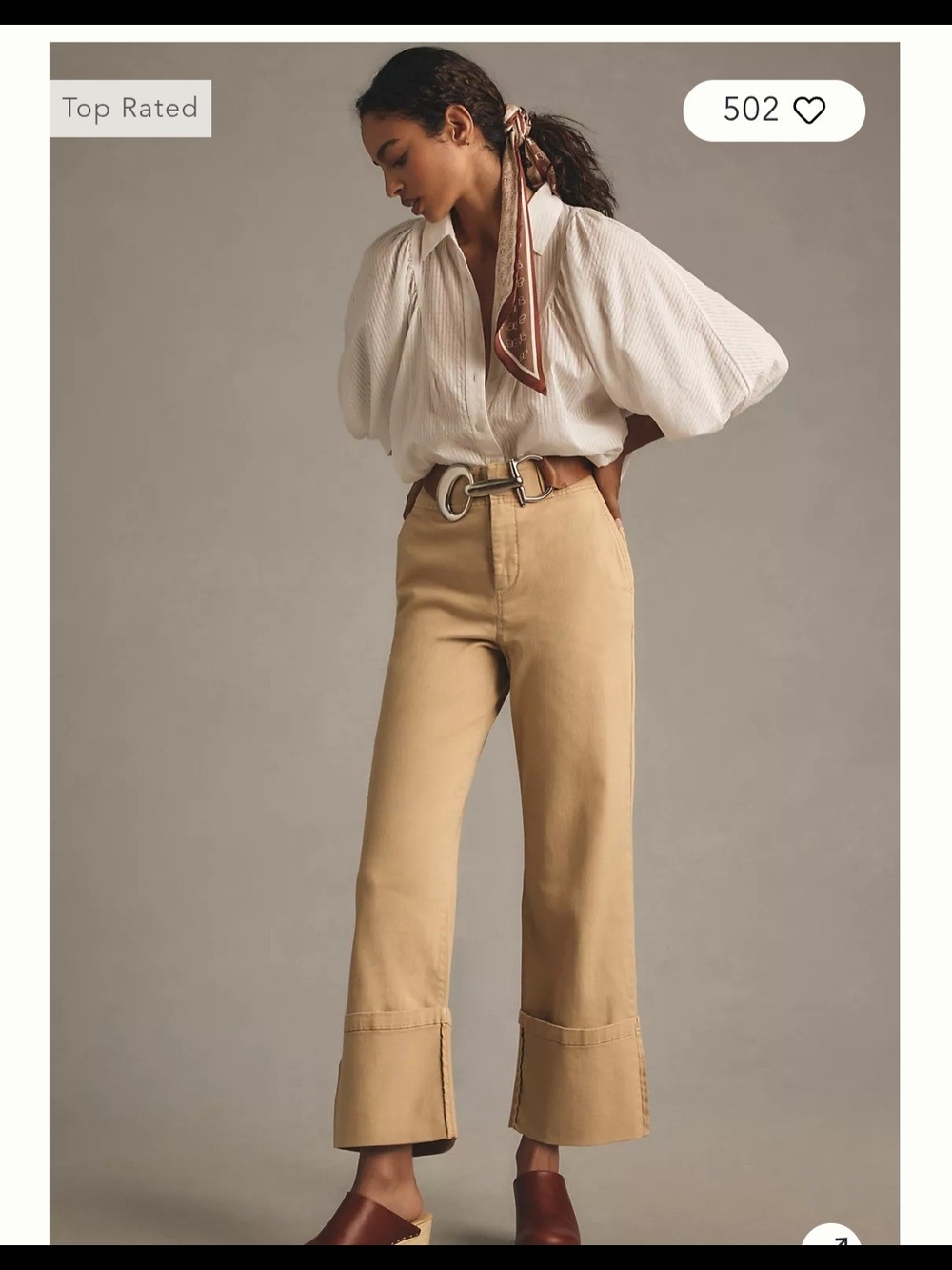 Pilcro Wide Leg Cropped Pants in Khaki